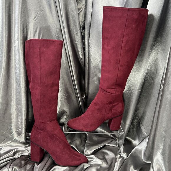 Kenneth Cole Reaction Time to Step Knee High Stretch Boots‎ Women Sz 8 Wine Red - Picture 1 of 17